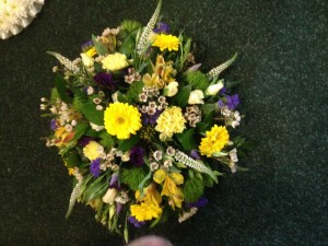 yellows and purple posy florist choice from £50
